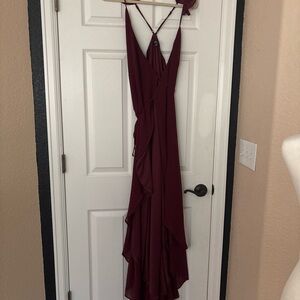 Lulu's Burgundy Ruffle Maxi Dress